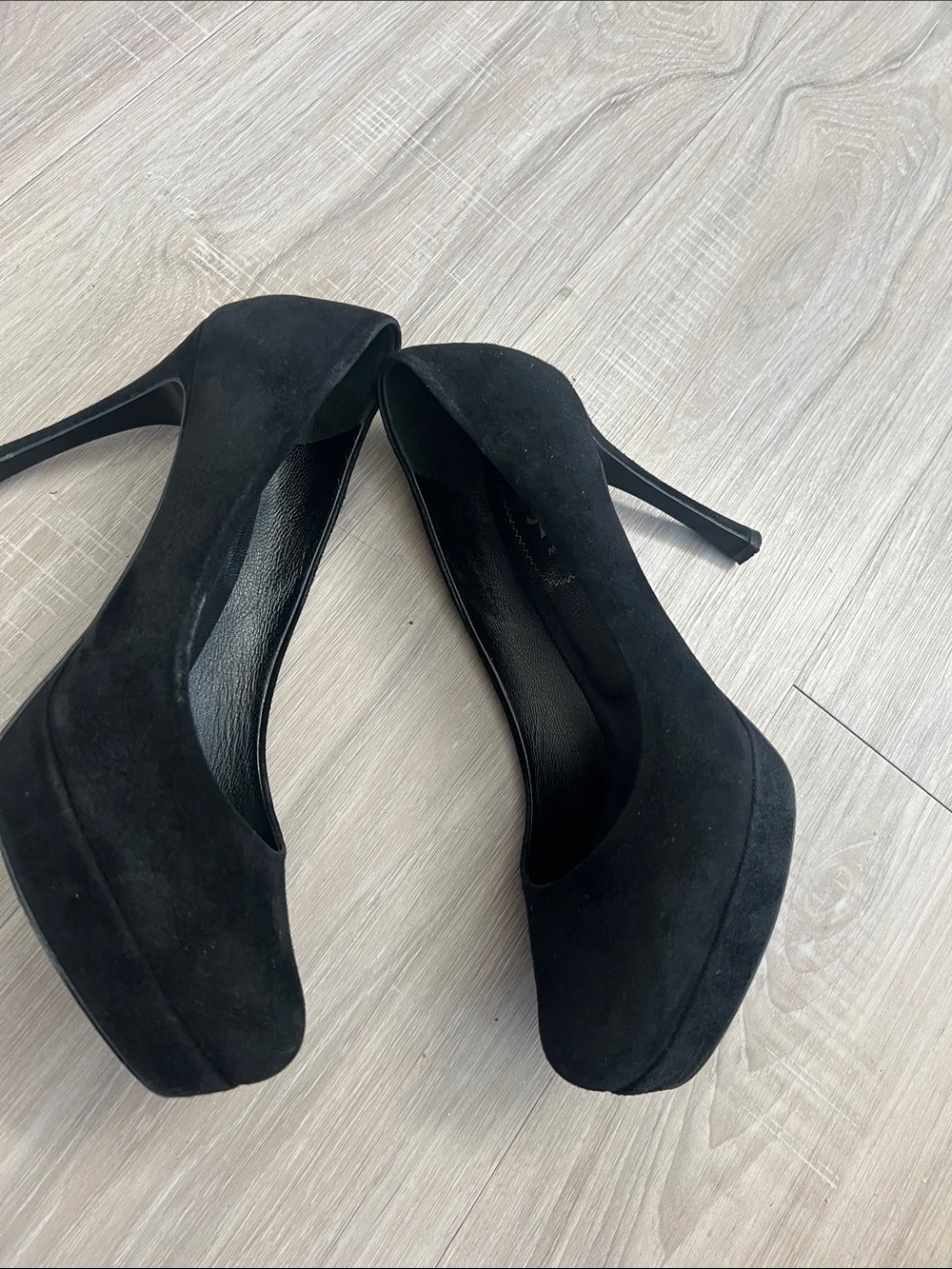 YSL Tribute Black Suede Platform Pumps shoes vtg 9 (EU 40) Luxury autumn wedding - Picture 5 of 9